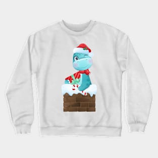 Cute Diplodocus Santa Christmas Dinosaur Crewneck Sweatshirt